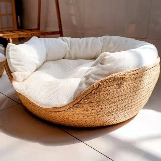 Bamboo Pet Nest with a Removable Waterproof Sleeper Cushion