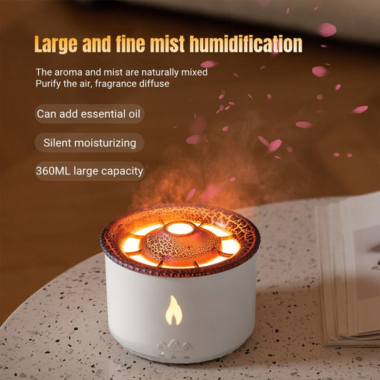 Office/Home Air Humidifier & Essential Oil Diffuser with the Effect of a Flaming Volcano Eruption
